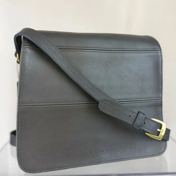 Y2K COACH Tribeca Flap Gray Leather Crossbody Shoulder Purse 9092 USA 90s Bag - Picture 1 of 10